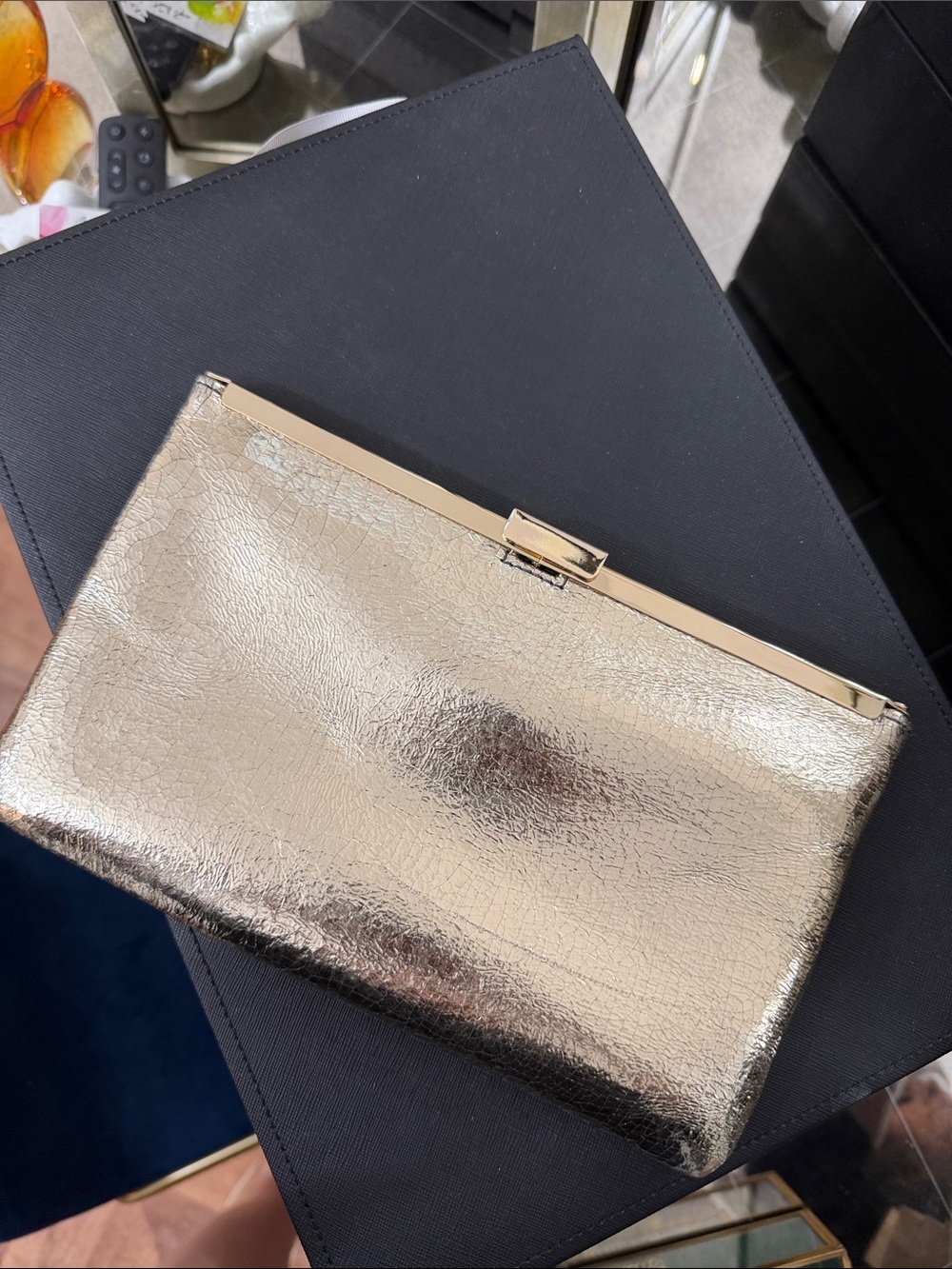 J. Crew Metallic Gold Frame Clutch